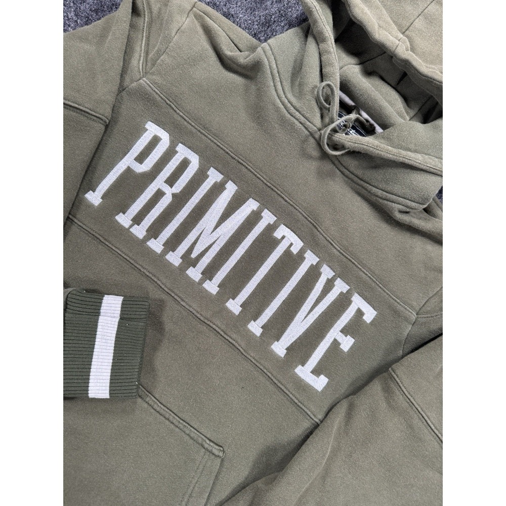 Primitive Skateboarding Hoodie Olive Green Logo Spellout Pullover Sz S